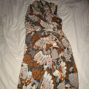 H&M pattern dress burnt orange , cream, brown